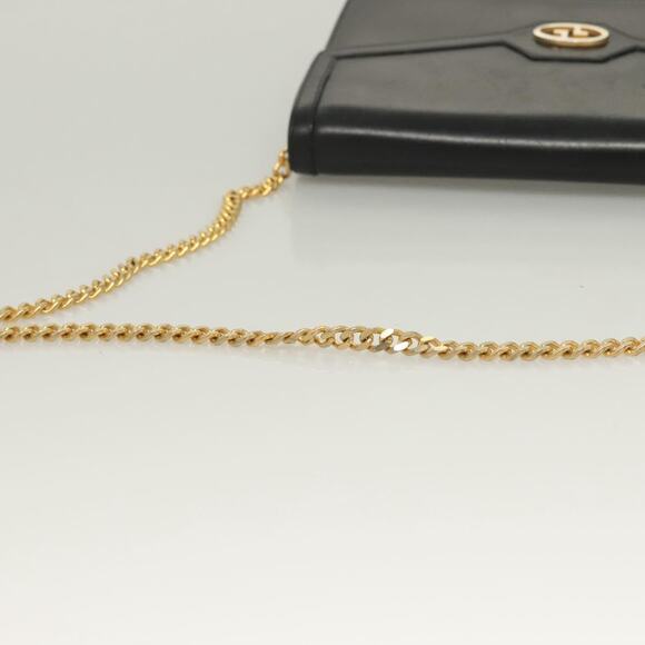 GUCCI Chain Shoulder Bag Leather Black Gold - Picture 7 of 16